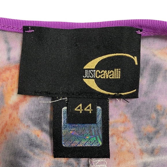 Vtg Just Cavalli Orange and Purple Floral Open Back Dress w- Convertible Straps - Picture 6 of 7